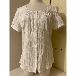Croft & Barrow Women's Size Large Short Sleeve‎ Button Down Blouse Floral